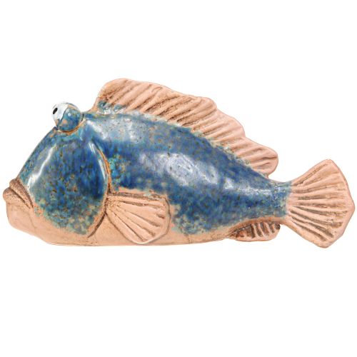 Artikel Visdecoratie keramiek blauw naturel zomerdecoratie 22×7×11cm