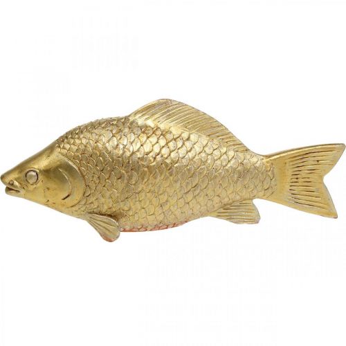 Floristik24 Decoratief Vis Goudkleurig Beeld om te staan Vis Sculptuur Polyresin Klein L18cm