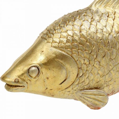 Floristik24 Decoratief Vis Goudkleurig Beeld om te staan Vis Sculptuur Polyresin Klein L18cm