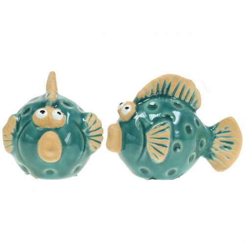 Floristik24 Deco vis blauw, keramiek vis, keramiek vis, maritiem L7cm 8st