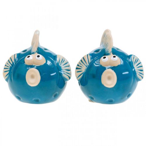Floristik24 Keramische vis, maritiem, decoratieve vis blauw L11.5 4st