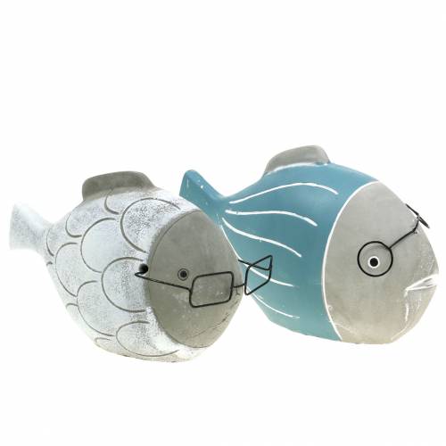 Decoratieve vis met bril blauw wit 15,5 / 14,5cm 2st Decoratieve vis met bril blauw wit 15,5 / 14,5cm 2st