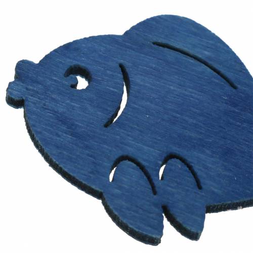 Scatter decoratie vis hout wit, blauw, lichtblauw 4cm 72st