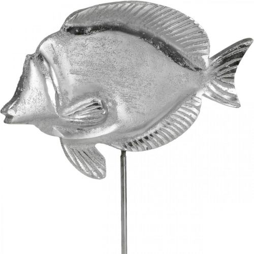 Decoratieve vis, maritieme decoratie, vis gemaakt van metaal zilver, natuurlijke kleuren H28.5cm