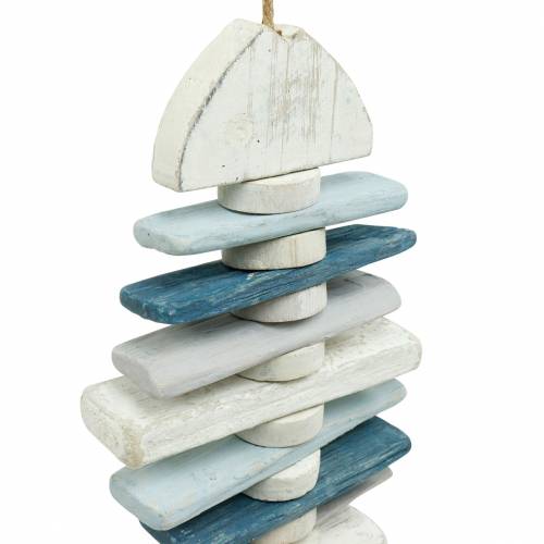 Floristik24 Maritieme visdecoratie gemaakt van drijfhout blauw, wit L54cm