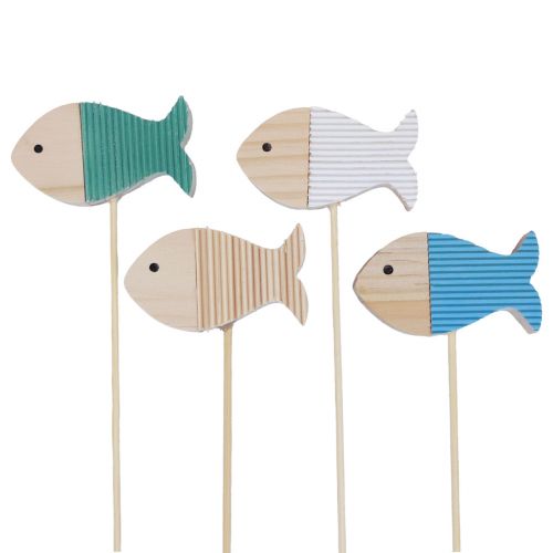 Floristik24 Bloemplugdecoratie vishout maritieme decoratie 7×4cm 12 st