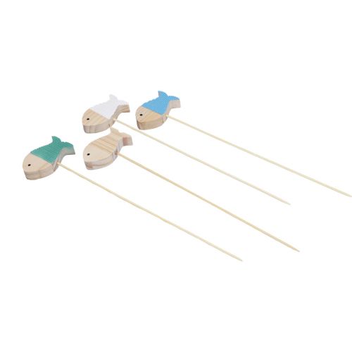 Floristik24 Bloemplugdecoratie vishout maritieme decoratie 7×4cm 12 st