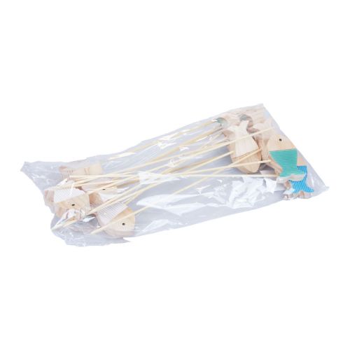Floristik24 Bloemplugdecoratie vishout maritieme decoratie 7×4cm 12 st