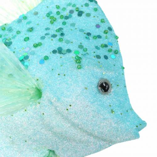 Floristik24 Decoratieve vis om op te hangen blauw turkoois groen grijs 10-22cm 5st
