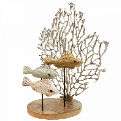 Floristik24 School vissendecoratie, koraaldecoratie, houten vissendecoratie H48.5cm