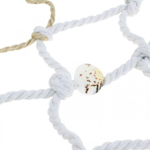 Floristik24 Visnet met schelpen en drijfhout, maritiem, decoratief net, maritieme decoratie 72 × 120cm