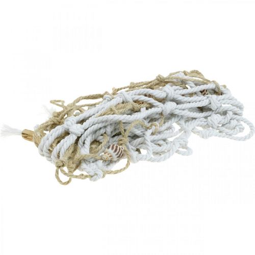 Floristik24 Visnet met schelpen en drijfhout, maritiem, decoratief net, maritieme decoratie 72 × 120cm