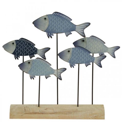 Floristik24 School vis deco metalen vis op houten voet 32×7×30cm