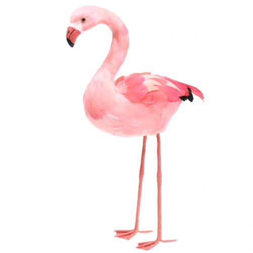 Floristik24 Decoratieve flamingo met veren roze H45cm