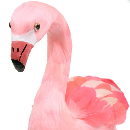 Floristik24 Decoratieve flamingo met veren roze H45cm