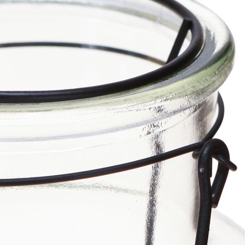 Artikel Flesdecoratie lantaarn glas metaal helder zwart Ø13cm