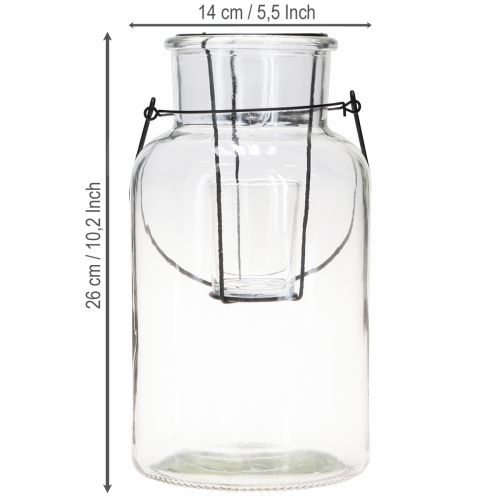 Artikel Flesdecoratie lantaarn glas metaal helder zwart Ø13cm