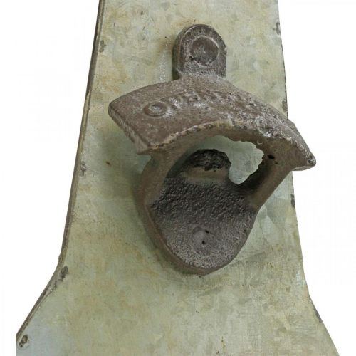 Artikel Flesopener vintage metalen decoratie met opvangbak H41cm