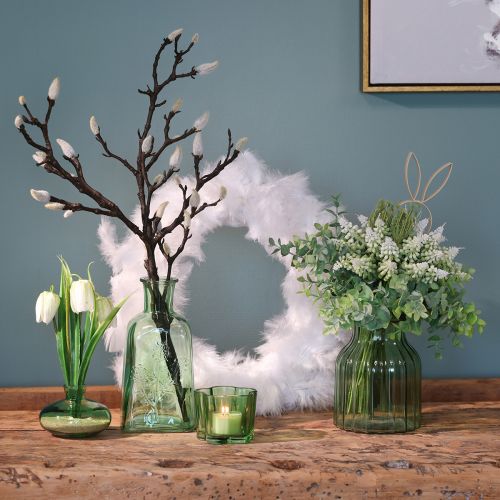 Artikel Flesvaas glazen vaas met motief fles glas groen H19cm 2 stuks