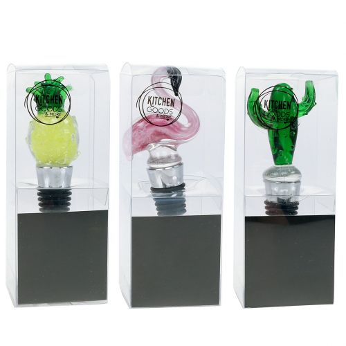 Floristik24 Flessenstop met figuren van glas 11-12cm 3st