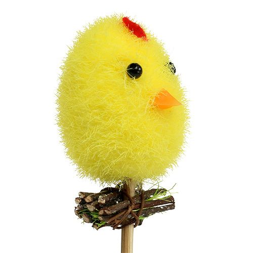 Floristik24 Pluizig kuiken geel op stok 4cm 6st