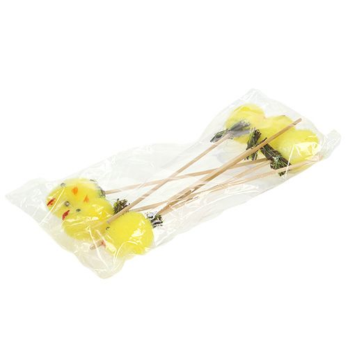 Floristik24 Pluizig kuiken geel op stok 4cm 6st