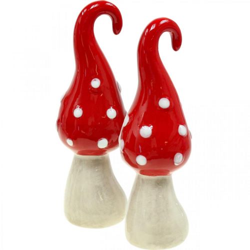 Floristik24 Paddenstoel keramiek decoratief paddestoelen rood wit Ø5cm H15.5cm 2st