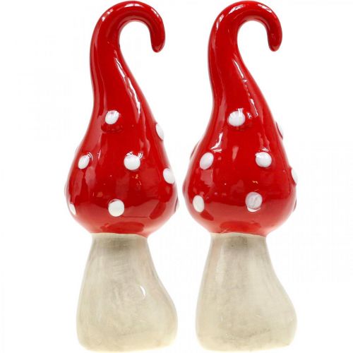 Artikel Paddenstoel keramiek decoratief paddestoelen rood wit Ø5cm H15.5cm 2st
