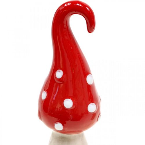 Artikel Paddenstoel keramiek decoratief paddestoelen rood wit Ø5cm H15.5cm 2st