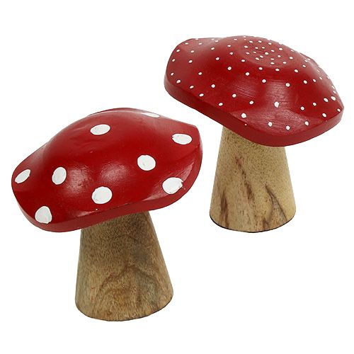 Floristik24 Paddestoel Wood Mushroom Mix 9cm -10.5cm Rood, Naturel 8st