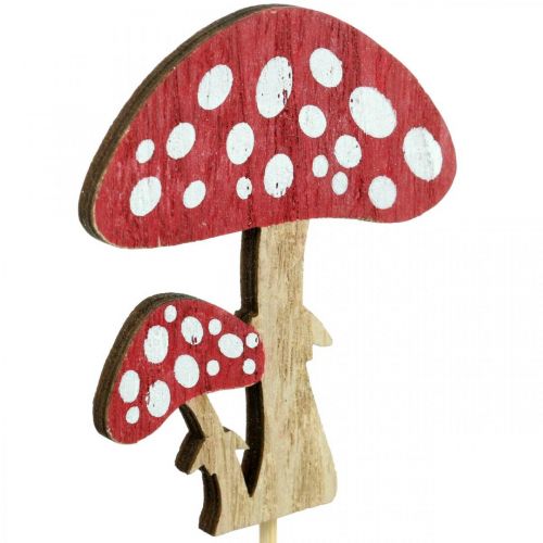 Floristik24 Houten vliegenzwammen, paddestoeldecoratie, herfst, bloempluggen H7cm L34cm 18 stuks