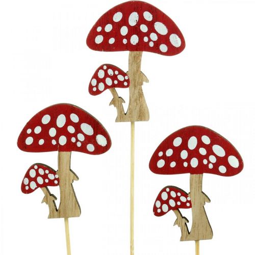 Floristik24 Houten paddenstoel, paddestoeldecoratie, herfst, bloempluggen H7cm L34cm 18 stuks