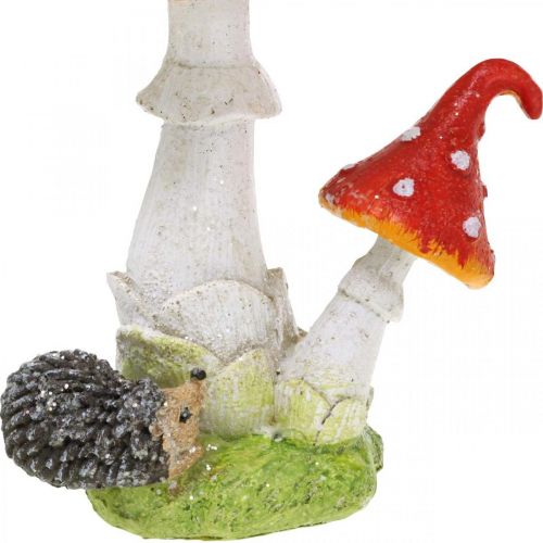 Artikel Vliegenzwam met egeldecoratie paddestoel tafeldecoratie herfst H22cm 2st