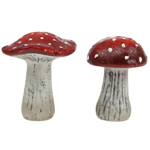 Floristik24 Toadstool van keramiek rood, wit H12.5cm 2st