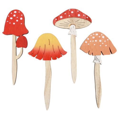 Floristik24 Paddestoel decoratieve houten pluggen bloempluggen hout 18cm 12 st