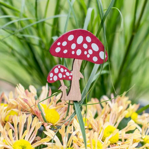 Artikel Houten paddenstoel, paddestoeldecoratie, herfst, bloempluggen H7cm L34cm 18 stuks