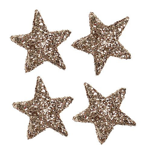 Floristik24 Glittersterren 2,5 cm champagne 96st