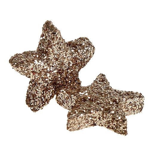 Artikel Glittersterren 2,5 cm champagne 96st