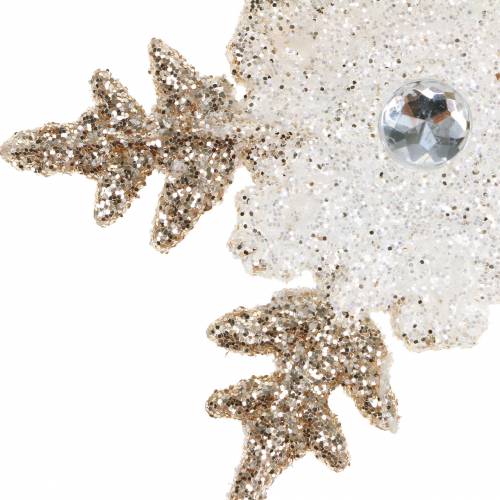 Artikel Kerstboomdecoratie sneeuwvlok glitter parel 2st