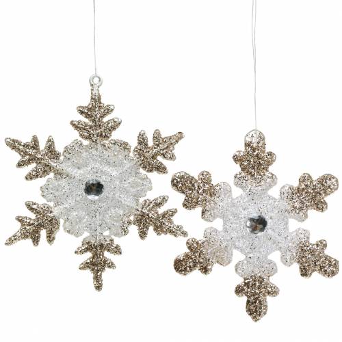 Floristik24 Kerstboomdecoratie sneeuwvlok glitter parel 2st