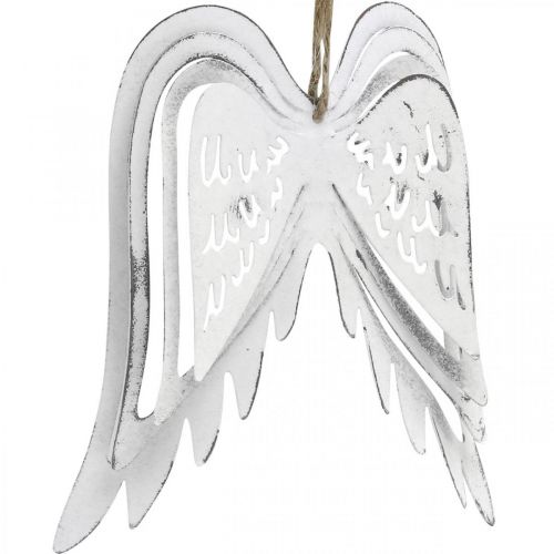 Floristik24 Engelenvleugels om op te hangen, kerstversiering, metalen hangers wit H11.5cm B11cm 3st