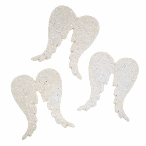 Verspreide engelenvleugels glitter wit 5cm 48st