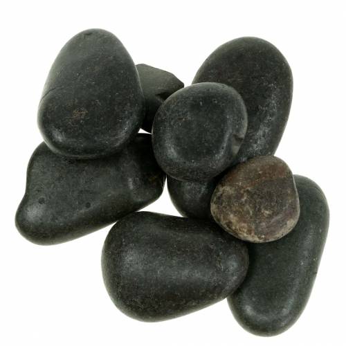 Floristik24 River Pebbles Mat Zwart Natuursteen Decoratieve Stenen L15–60mm B15–40mm 2kg