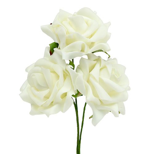 Floristik24 Foam roosjes Ø7,5cm crème 18 st