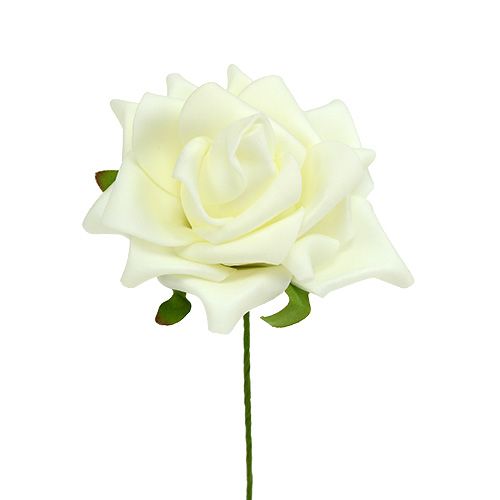 Floristik24 Foam roosjes Ø7,5cm crème 18 st