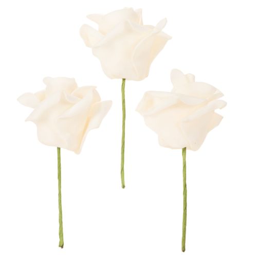 Kunstmatige rozen, crèmekleurig, bloem op steel van 10 cm, 100 stuks | Floristik24.nl