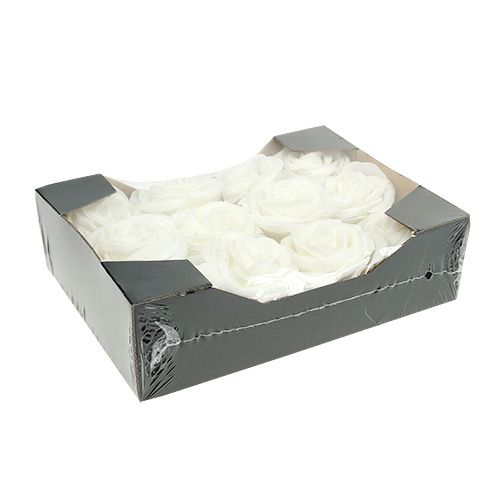 Floristik24 Foam roos wit met parelmoer Ø7.5cm 12st