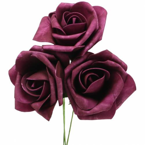 Floristik24 Foam roosjes Ø10cm mauve 8 st