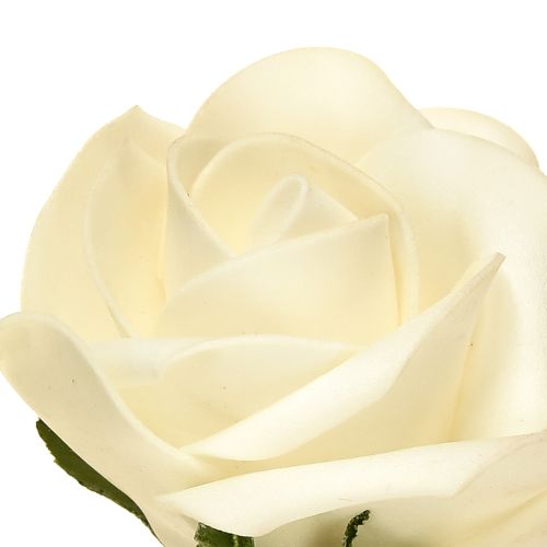 Artikel Foam rozen met steelbloemen foam crème Ø7,5cm 18 stuks