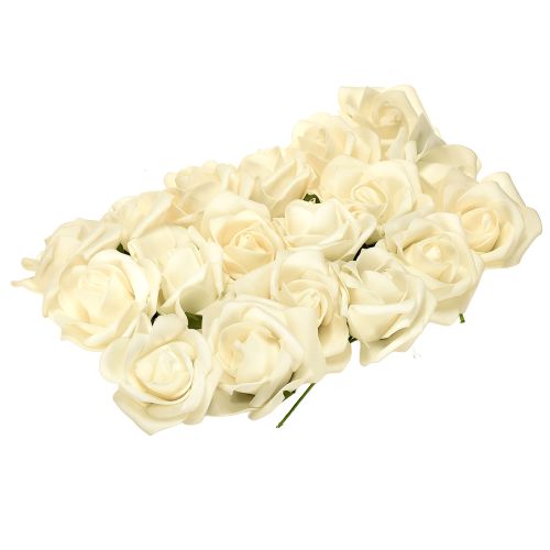 Artikel Foam rozen met steelbloemen foam crème Ø7,5cm 18 stuks